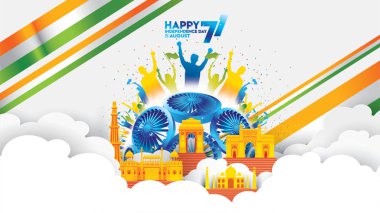 vektör çizimi 15 Ağustos Hindistan Bağımsızlık Günün kutlu olsun. Özgürlük Hint toplumunun 71 yıl