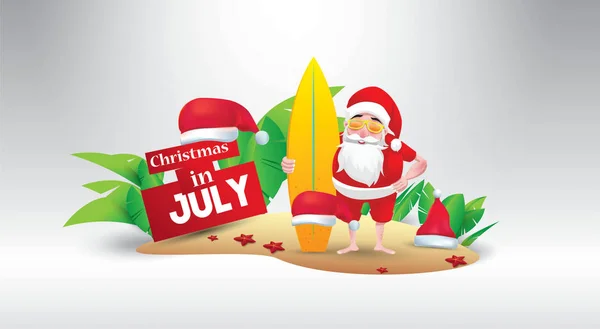 Haziran, Temmuz, Ağustos, Noel poster, pazarlama, reklam, yaz Satılık, tebrik kartı. Santa için metin kopya alanı ile yaz aylarında