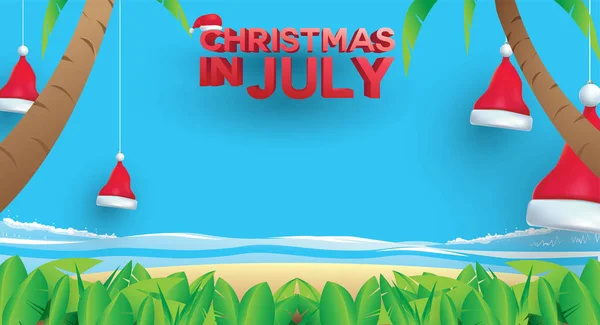 Haziran, Temmuz, Ağustos, Noel poster, pazarlama, reklam, yaz Satılık, tebrik kartı. Santa için metin kopya alanı ile yaz aylarında