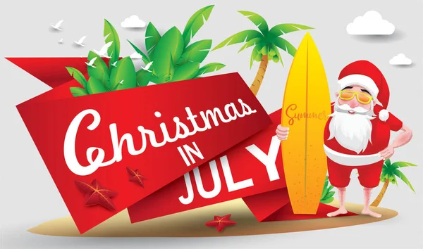 Haziran, Temmuz, Ağustos, Noel poster, pazarlama, reklam, yaz Satılık, tebrik kartı. Santa için metin kopya alanı ile yaz aylarında