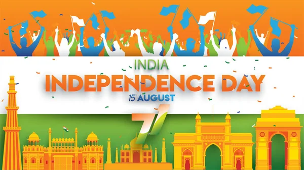 Векторная Иллюстрация Августа Индия Днем Независимости Год Независимости Индии — стоковый вектор