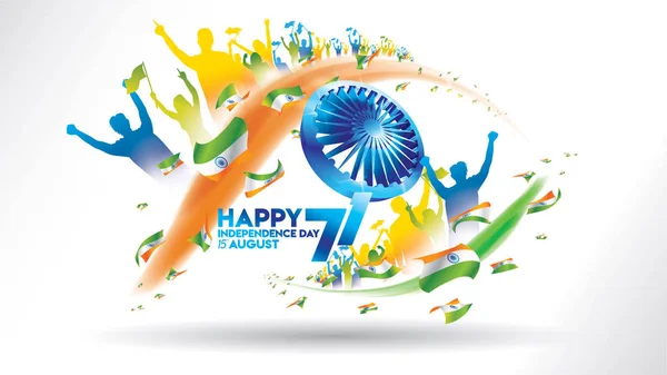 Illustration Vectorielle Inde Août Happy Independence Day Ans Liberté Indienne — Image vectorielle