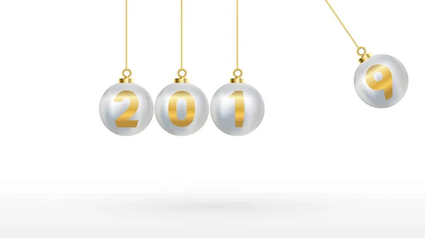 2019 Feliz Año Nuevo Con Bolas Navidad Color Bolas Abstractas — Vector de stock