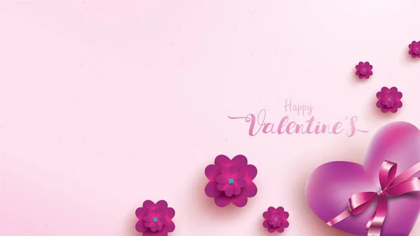 快乐情人节贺卡与粉红色和紫色的花玫瑰 花卉背景概念适合复制空间文本壁纸 小册子 — 图库矢量图片