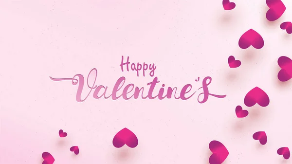 분홍색과 보라색 마음으로 발렌타인 인사말 텍스트 전단지 초대장 포스터 브로셔 — 스톡 벡터