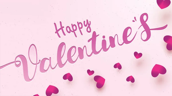 Happy Valentines Day Wenskaart Met Roze Paars Hart Liefde Achtergrond — Stockvector