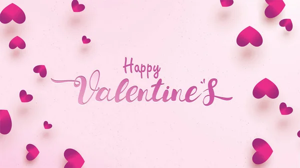 Bonne Carte Voeux Saint Valentin Avec Coeur Rose Violet Concept — Image vectorielle