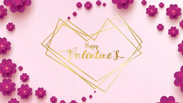 Feliz Día San Valentín Tarjeta Felicitación Con Rosa Rosa Flor — Vector de stock