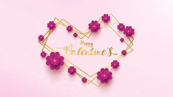 Šťastný Valentines Day Blahopřání Květinou Růžové Fialové Růže Koncept Květinové — Stockový vektor