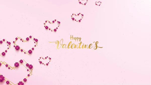 Happy Valentines Day Wenskaart Met Roze Paarse Bloem Roos Florale — Stockvector