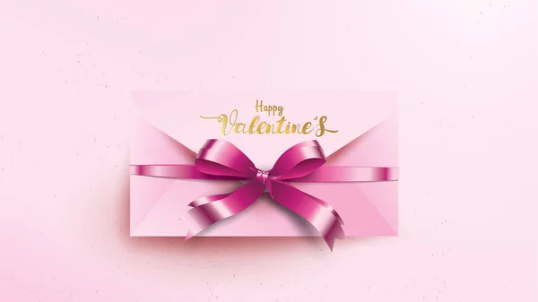 Tarjeta Felicitación Feliz Día San Valentín Con Sobre Rosa Corazón — Vector de stock