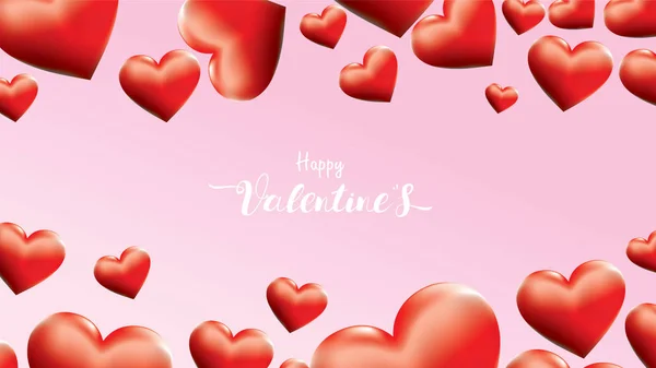 Valentine Colorful Red Romantic Hearts Forme Volant Flottant Sur Fond — Image vectorielle