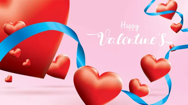 Valentine Πολύχρωμες Καρδιές Ρομαντικά Κόκκινο Σχήμα Που Φέρουν Και Την — Διανυσματικό Αρχείο