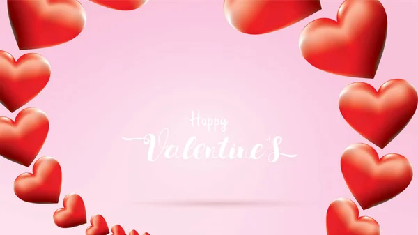 Beau Fond Saint Valentin Avec Lettrage Texte Amour Rouge Forme — Image vectorielle