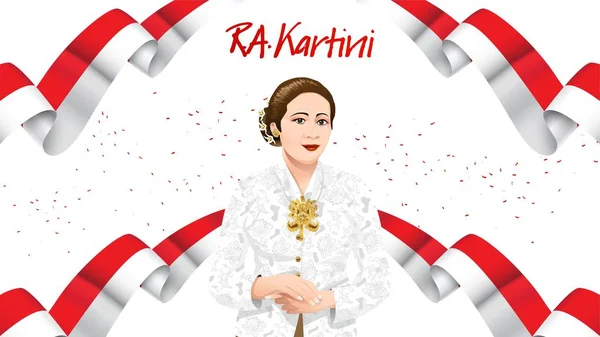 Kartini Day, R A Kartini bohaterów kobiet i praw człowieka w Indonezji. szablon banner tło projektu-wektor — Wektor stockowy