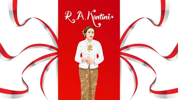 卡尔蒂尼日, R A 卡尔蒂尼, 印度尼西亚妇女和人权的英雄。横幅模板设计背景-向量 — 图库矢量图片