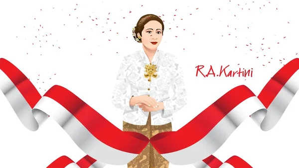 Kartini day, r a kartini die Helden der Frauen und Menschenrechte in Indonesien. Banner Vorlage Design Hintergrund - Vektor — Stockvektor