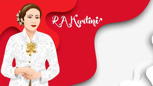 Kartini Day, R A Kartini les héros des femmes et des droits de l'homme en Indonésie. fond de conception de modèle de bannière - Vecteur — Image vectorielle