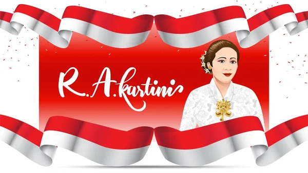 Kartini Day, R A Kartini les héros des femmes et des droits de l'homme en Indonésie. fond de conception de modèle de bannière - Vecteur — Image vectorielle