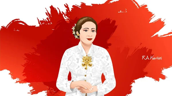 Kartini 日、R A は、インドネシアの女性と人間の権利の英雄を Kartini。バナーテンプレートのデザイン背景-ベクトル — ストックベクタ