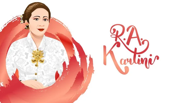 Kartini 日、R A は、インドネシアの女性と人間の権利の英雄を Kartini。バナーテンプレートのデザイン背景-ベクトル — ストックベクタ