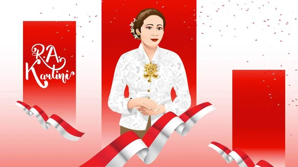 Kartini day, r a kartini die Helden der Frauen und Menschenrechte in Indonesien. Banner Vorlage Design Hintergrund - Vektor — Stockvektor