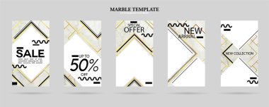 lüks trendy mermer doku ile Instagram hikayeleri şablon paketi seti, satılık afiş, fotoğraf, mobil uygulama, web sitesi, açılış sayfası, el ilanı, moda reklamları, promosyon arka plan için kullanabilirsiniz. - Vektör