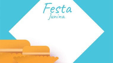 Basit Meksika Şapkası ile kağıt sanat ve düz tarzı Festa Junina festival tasarımı. - Vektör
