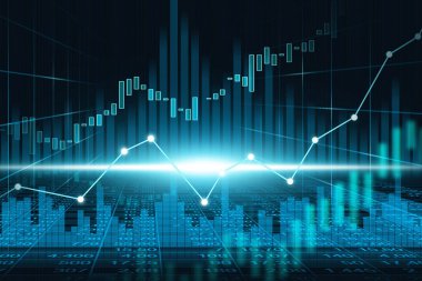 Borsa veya grafik Fütüristik Konsept finansal yatırım veya ekonomik eğilimler iş fikri uygun olarak ve tüm sanat iş tasarım ticaret forex. Soyut Finans arka plan