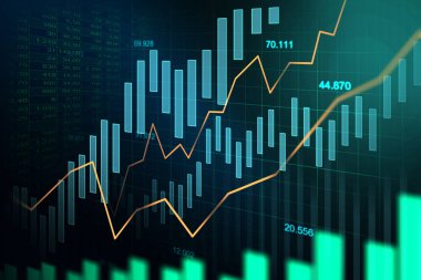 Finansal yatırım veya Ekonomik trendler iş fikri ve tüm sanat eserleri tasarımı için uygun grafik konseptinde borsa veya önx ticaret grafiği. Soyut finans arkaplanı