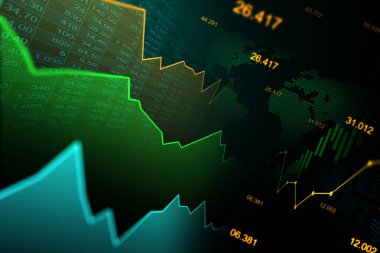 Finansal yatırım veya Ekonomik trendler iş fikri ve tüm sanat eserleri tasarımı için uygun grafik konseptinde borsa veya önx ticaret grafiği. Soyut finans arkaplanı