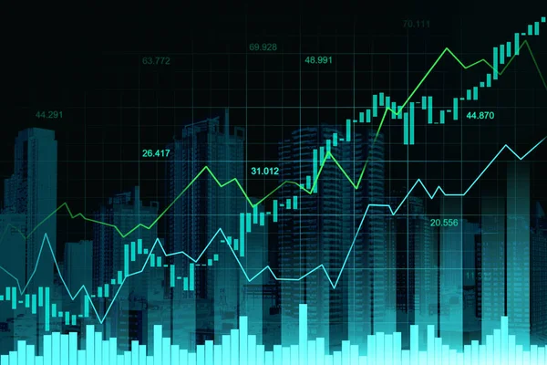 Stock Market Forex Trading Grafiek Grafische Dubbele Blootstelling Concept Geschikt — Stockfoto