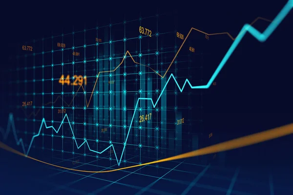 Finansal Yatırım Veya Ekonomik Trendler Fikri Tüm Sanat Eserleri Tasarımı — Stok fotoğraf