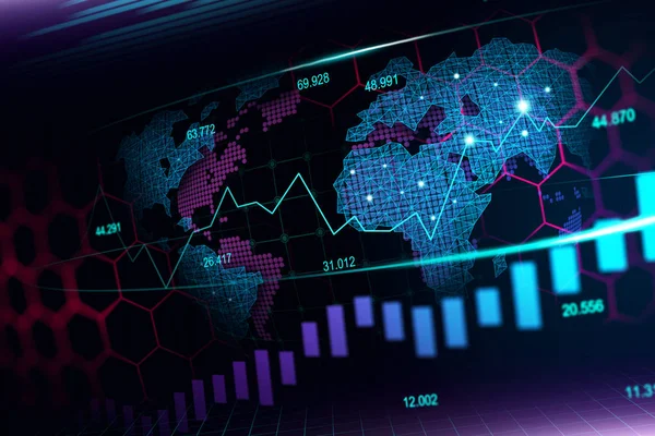 Borsa Veya Grafik Fütüristik Konsept Finansal Yatırım Veya Ekonomik Eğilimler — Stok fotoğraf