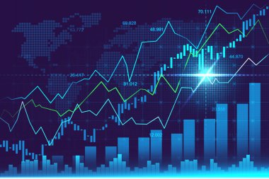 Finansal yatırım veya Ekonomik trendler iş fikri ve tüm sanat eserleri tasarımı için uygun grafik konseptinde borsa veya önx ticaret grafiği. Soyut finans arkaplanı