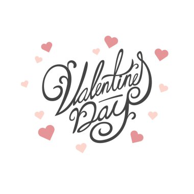 Mutlu sevgililer günü tipografi beyaz arka plan üzerinde izole el yazısı hat metinle. Vektör çizim - vektör