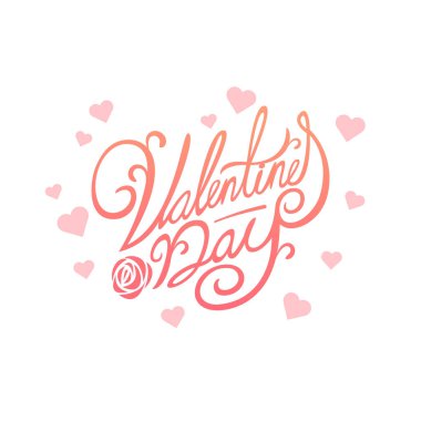 Mutlu sevgililer günü tipografi beyaz arka plan üzerinde izole el yazısı hat metinle. Vektör çizim - vektör