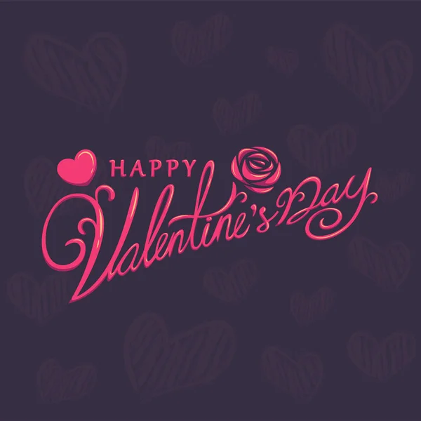 Happy Valentines Day Typografii Plakat Tekst Odręczny Kaligrafii Ilustracja — Wektor stockowy