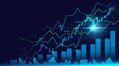 Finansal yatırım veya Ekonomik trendler iş fikri ve tüm sanat eserleri tasarımı için uygun grafik konseptinde borsa veya önx ticaret grafiği. Soyut finans arkaplanı