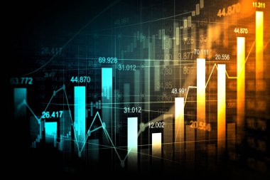 Finansal yatırım veya Ekonomik trendler iş fikri ve tüm sanat eserleri tasarımı için uygun grafik konseptinde borsa veya önx ticaret grafiği. Soyut finans arkaplanı