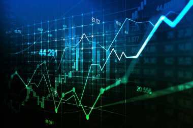 Finansal yatırım veya Ekonomik trendler iş fikri ve tüm sanat eserleri tasarımı için uygun grafik konseptinde borsa veya önx ticaret grafiği. Soyut finans arkaplanı