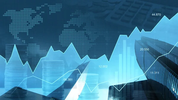 Börse Oder Devisenhandel Graph Grafischer Doppelbelichtung Konzept Geeignet Für Finanzinvestitionen — Stockfoto