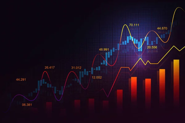 Χρηματιστήριο ή forex γράφημα συναλλαγών σε γραφική έννοια — Φωτογραφία Αρχείου