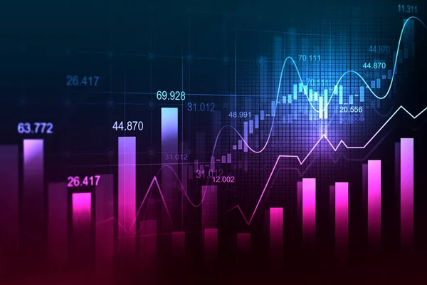 Tőzsdei vagy forex kereskedési grafikon grafikus koncepció — Stock Fotó