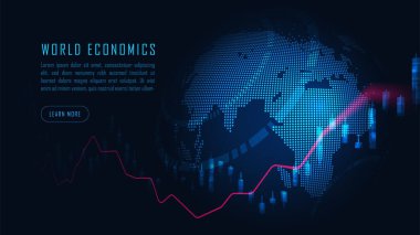 Finansal yatırım veya Ekonomik trendler iş fikri ve tüm sanat eserleri tasarımı için uygun grafik konseptinde borsa veya önx ticaret grafiği. Soyut finans geçmişi. Vektör illüstrasyonu