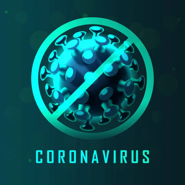 Hentikan Grafik Coronavirus Pada Latar Belakang Hijau Dengan Teks Contoh - Stok Vektor