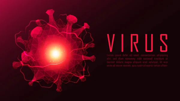 Triangulacja Struktury Komórek Wirusa Czerwonym Tle Tekstem Próbki Ilustracja Wektora — Wektor stockowy