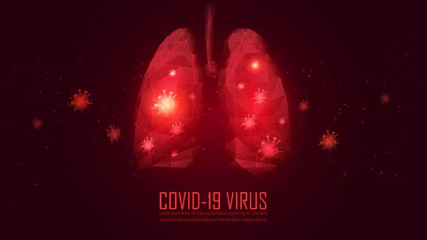 Pulmones Infectados Por Virus Fondo Rojo Con Texto Muestra Ilustración — Archivo Imágenes Vectoriales