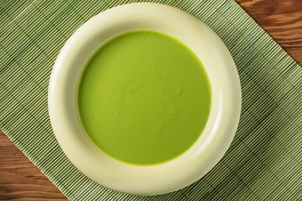 Pyré Krémová Polévka Zeleného Hrášku — Stock fotografie