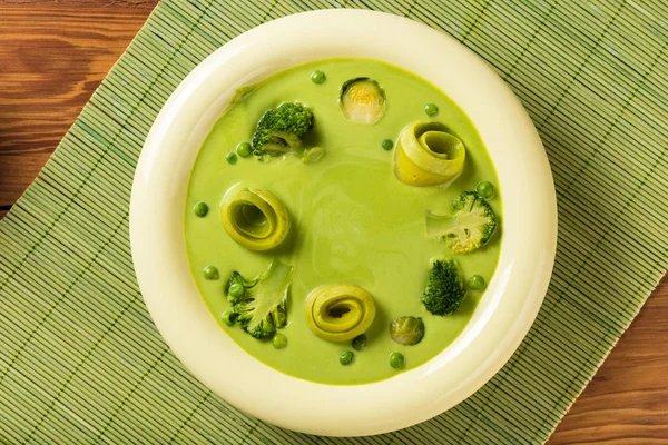Cream Soup Puree Green Peas Vegetables — Stock Photo, Image
